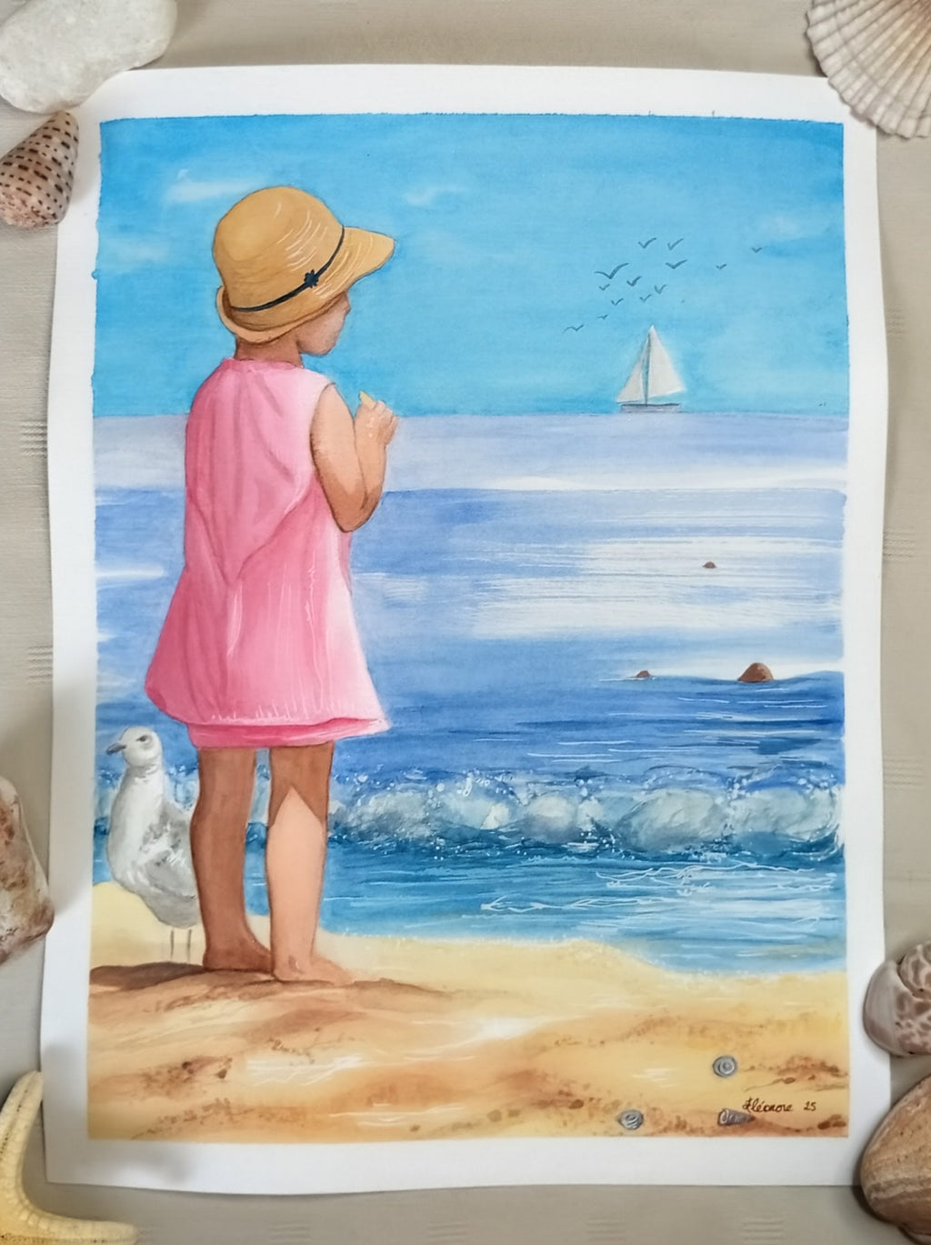 Acuarela a mano El pequeño paraíso