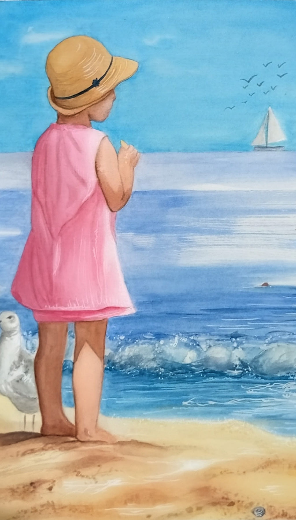 Acuarela a mano El pequeño paraíso