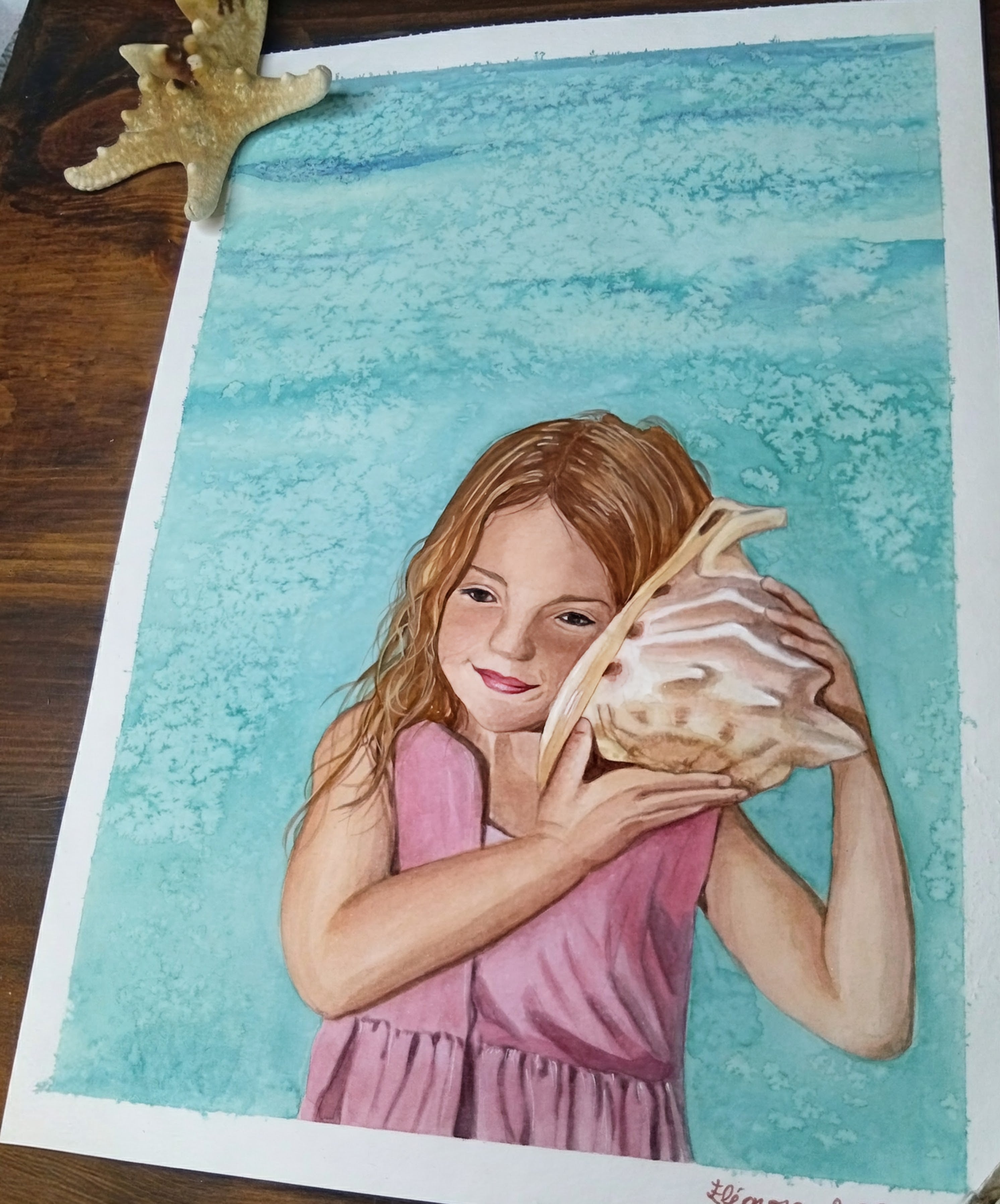 Escuchando el mar, impresión giclée